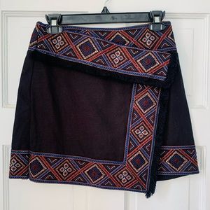 Mini wrap skirt with ethnic embroidery